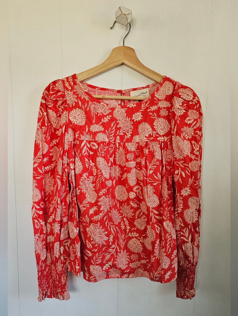 Red Coral Floral Paisley Blouse